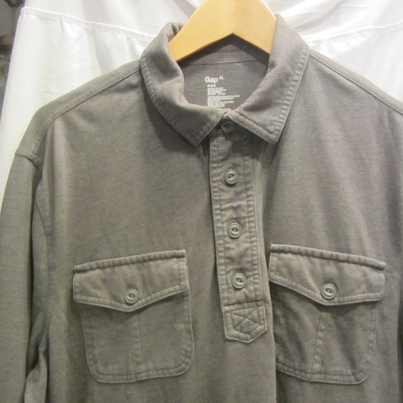 GAP PULLOVER HENLY SHIRT, GRAY, XL MENS, VERY SOFT & STRETCHY - Picture 2 of 5